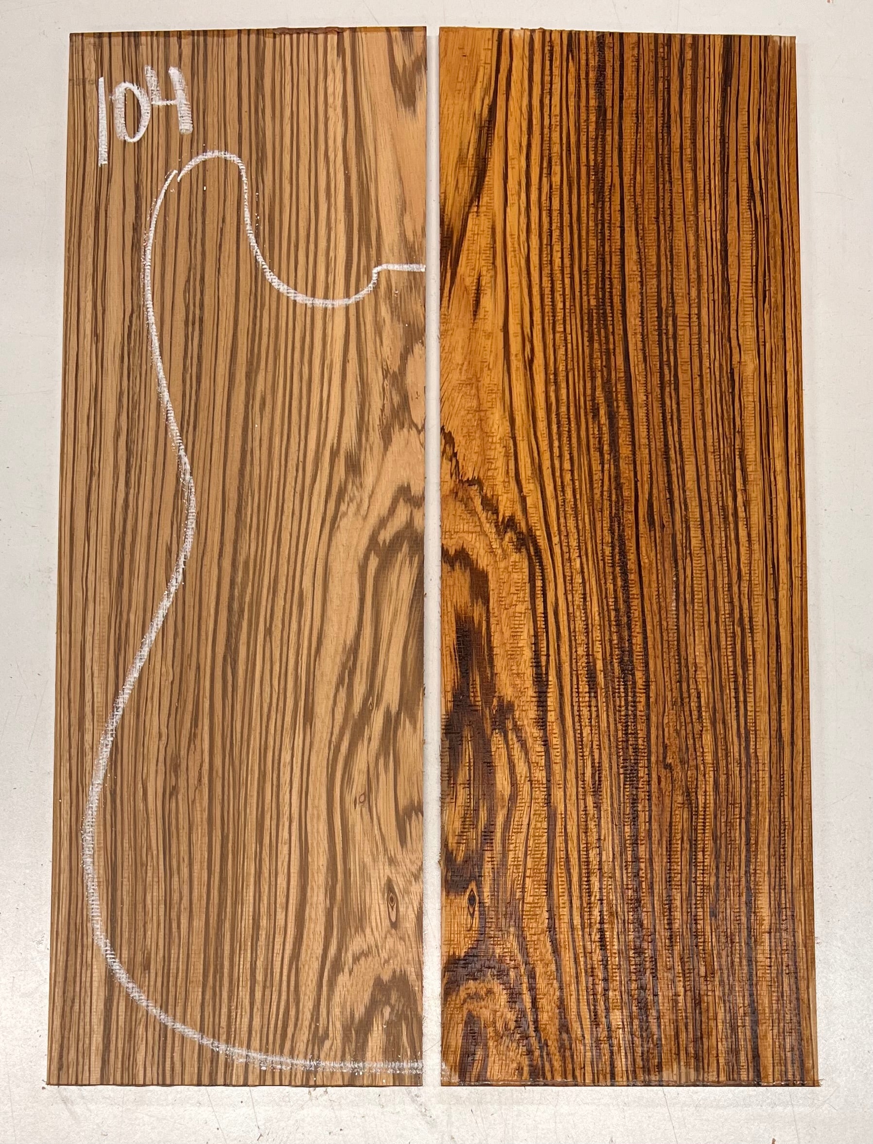 Zebrawood Bookmatched Guitar Drop Tops 21" x 7-1/4" x 1/4" #104 - Exotic Wood Zone - Buy online Across USA 