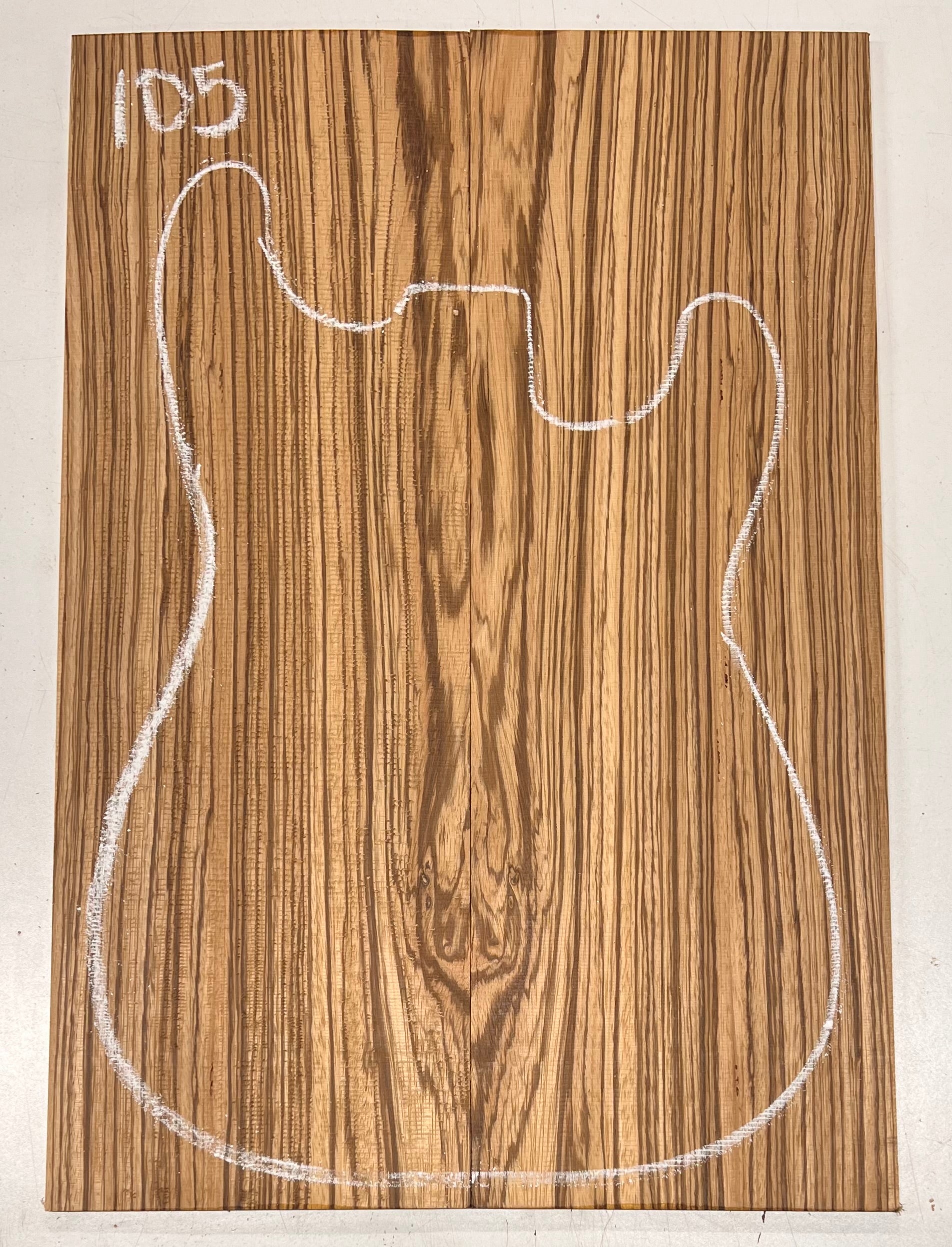 Zebrawood Bookmatched Guitar Drop Tops 21" x 7-1/4" x 1/4" #105 - Exotic Wood Zone - Buy online Across USA 