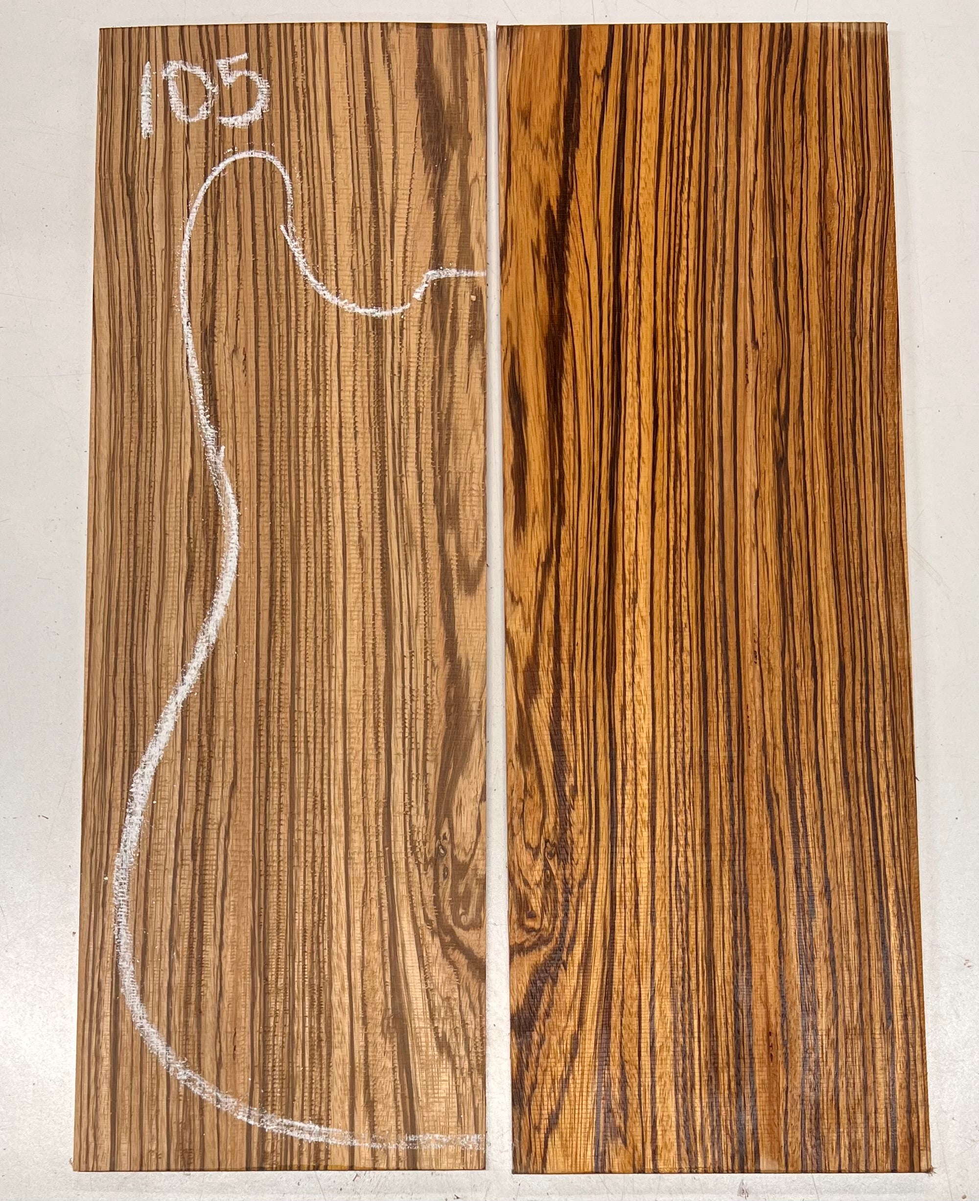 Zebrawood Bookmatched Guitar Drop Tops 21" x 7-1/4" x 1/4" #105 - Exotic Wood Zone - Buy online Across USA 