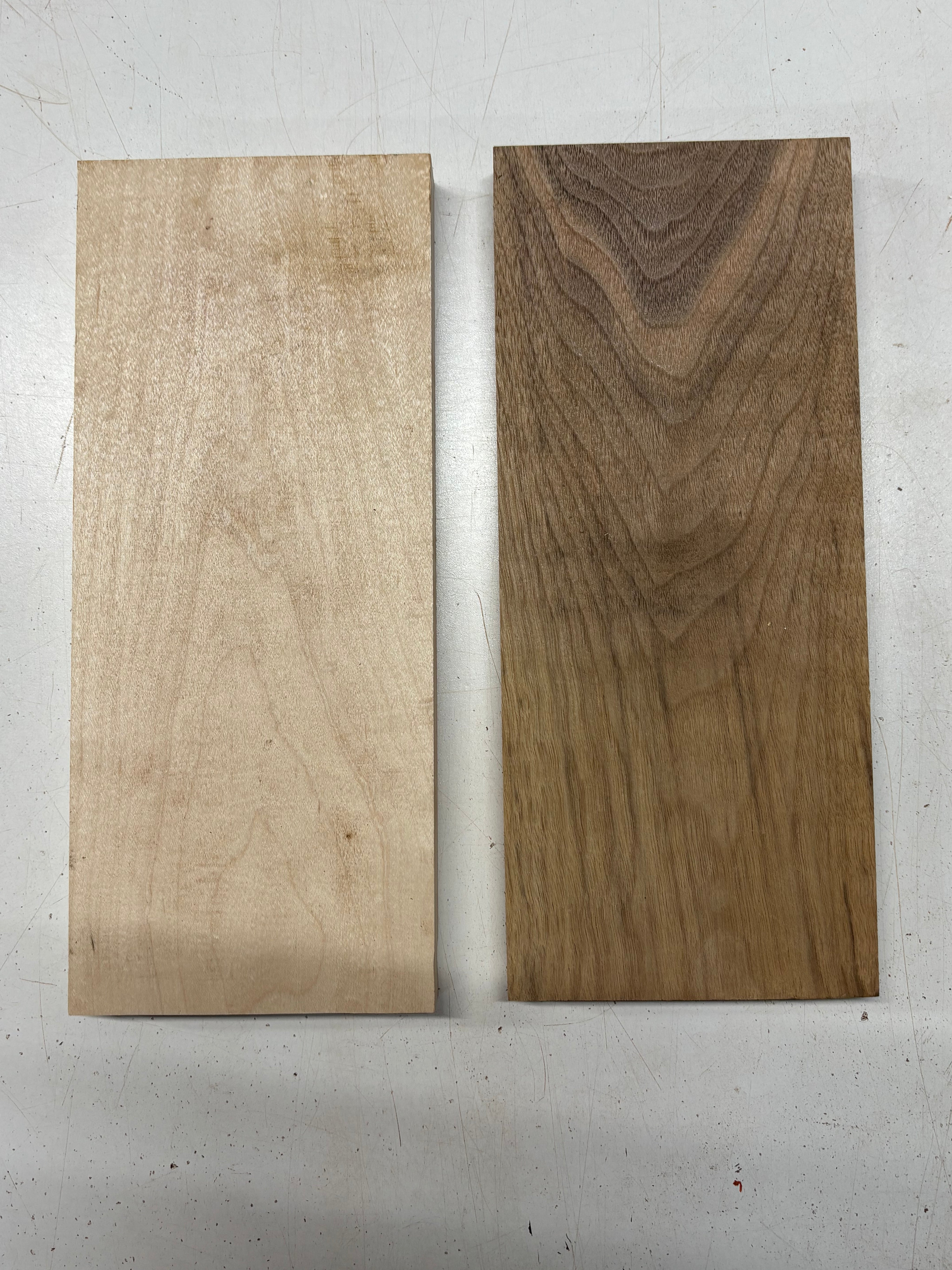 2 Pack, 2 Species Walnut + Hard Maple Thin Stock Lumber 12"x5"x1" #7872 - Exotic Wood Zone