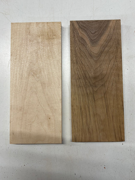 2 Pack, 2 Species Walnut + Hard Maple Thin Stock Lumber 12"x5"x1" #7872 - Exotic Wood Zone