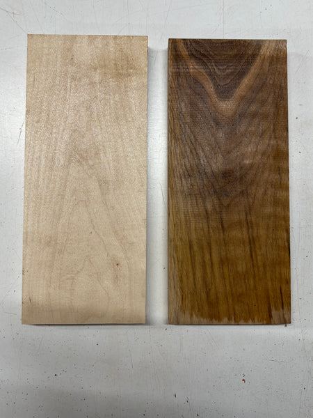 2 Pack, 2 Species Walnut + Hard Maple Thin Stock Lumber 12"x5"x1" #7872 - Exotic Wood Zone
