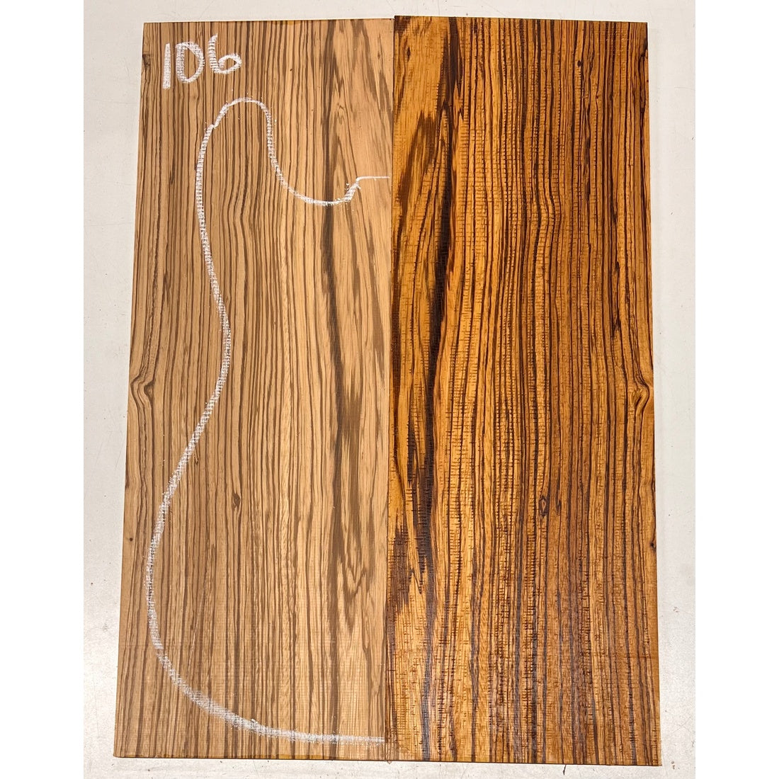 Zebrawood Bookmatched Guitar Drop Tops 21" x 7-1/4" x 1/4" #106 - Exotic Wood Zone - Buy online Across USA 