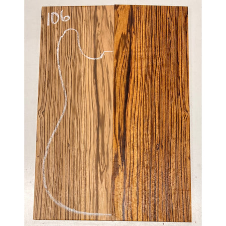 Zebrawood Bookmatched Guitar Drop Tops 21" x 7-1/4" x 1/4" #106 - Exotic Wood Zone - Buy online Across USA 