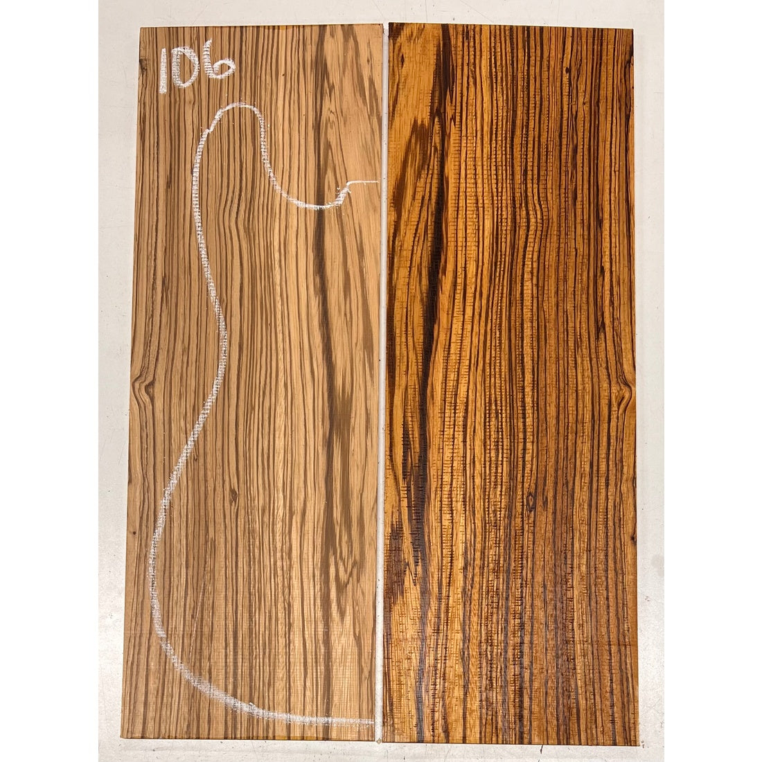 Zebrawood Bookmatched Guitar Drop Tops 21" x 7-1/4" x 1/4" #106 - Exotic Wood Zone - Buy online Across USA 