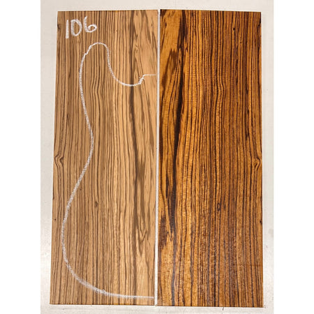 Zebrawood Bookmatched Guitar Drop Tops 21" x 7-1/4" x 1/4" #106 - Exotic Wood Zone - Buy online Across USA 