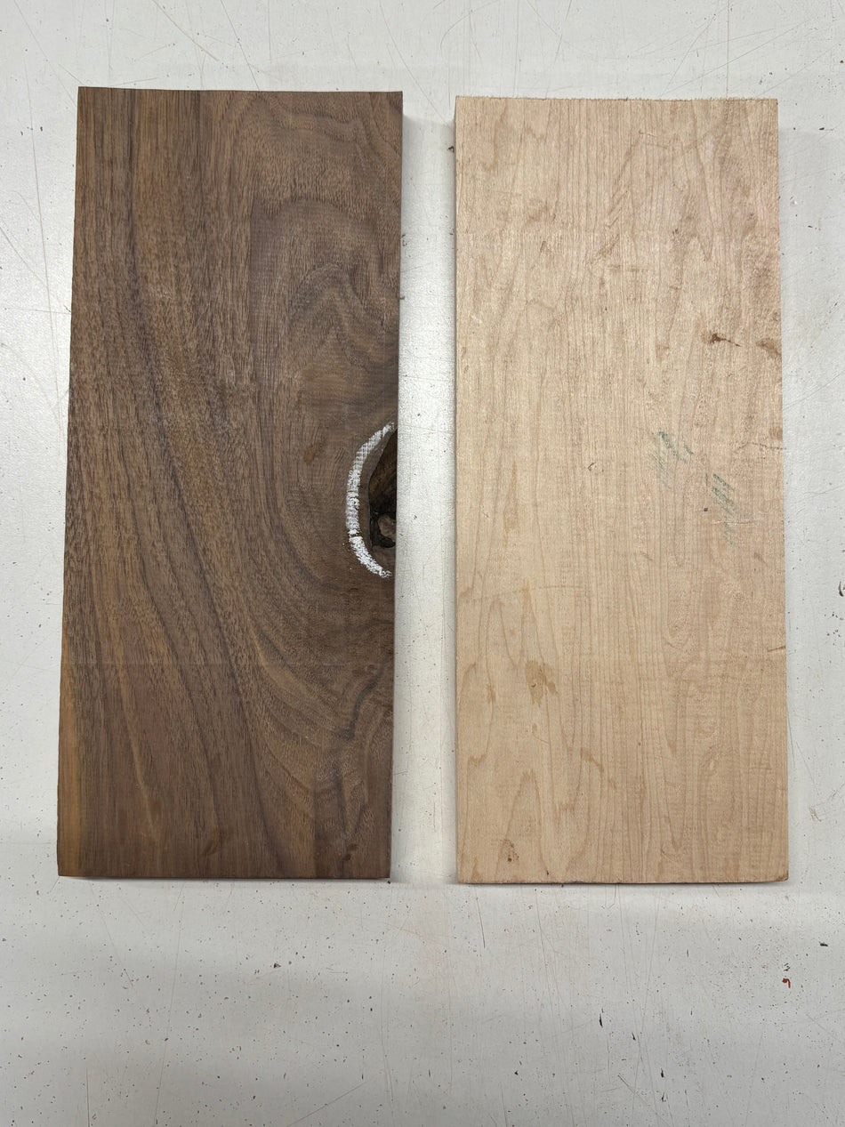 2 Pack, 2 Species Walnut + Hard Maple Thin Stock Lumber 12"x5"x3/4" #7874 - Exotic Wood Zone