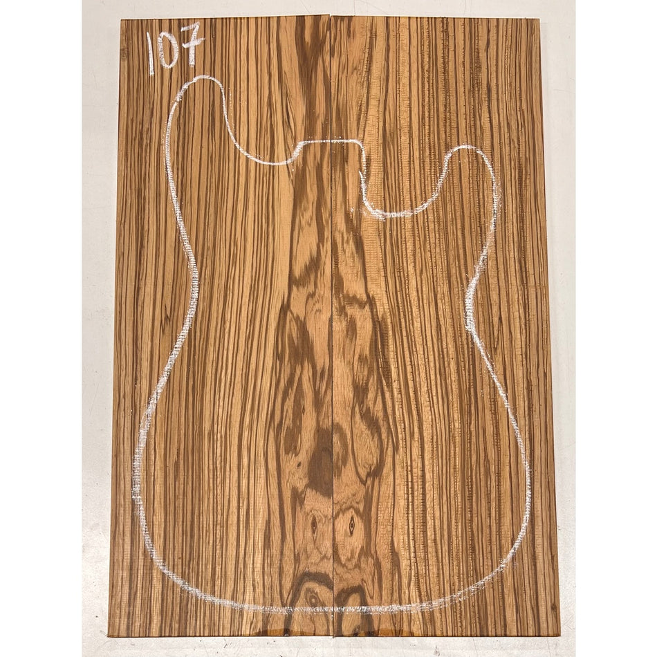 Zebrawood Bookmatched Guitar Drop Tops 21" x 7-1/4" x 1/4" #107 - Exotic Wood Zone - Buy online Across USA 