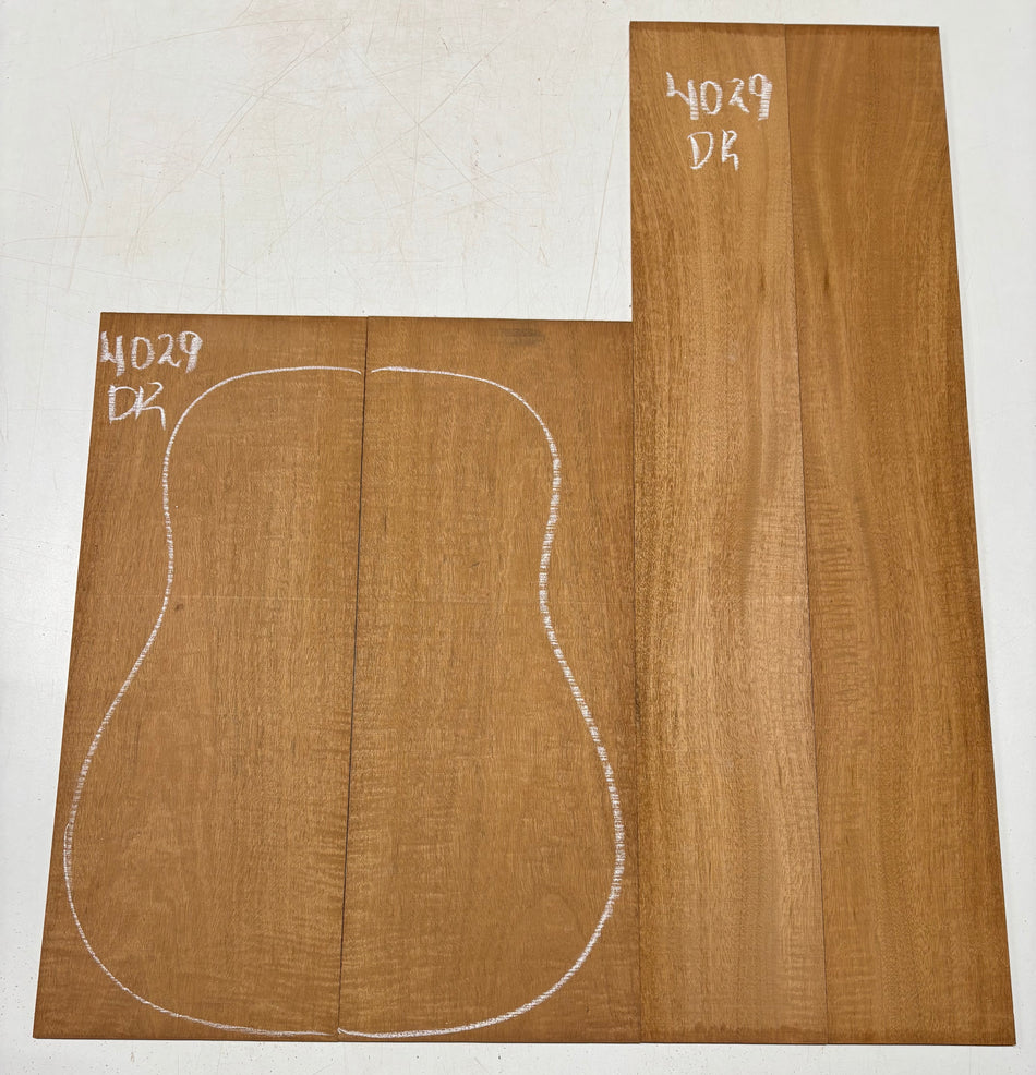 Flame Genuine Mahogany Dreadnought Guitar Back & Side Set #4029