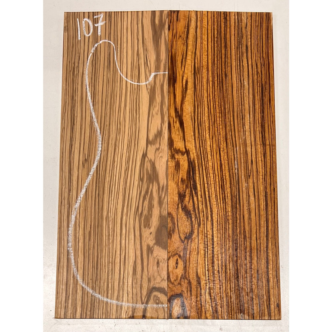 Zebrawood Bookmatched Guitar Drop Tops 21" x 7-1/4" x 1/4" #107 - Exotic Wood Zone - Buy online Across USA 