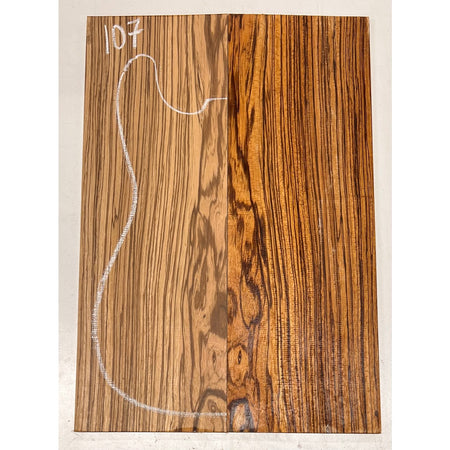 Zebrawood Bookmatched Guitar Drop Tops 21" x 7-1/4" x 1/4" #107 - Exotic Wood Zone - Buy online Across USA 