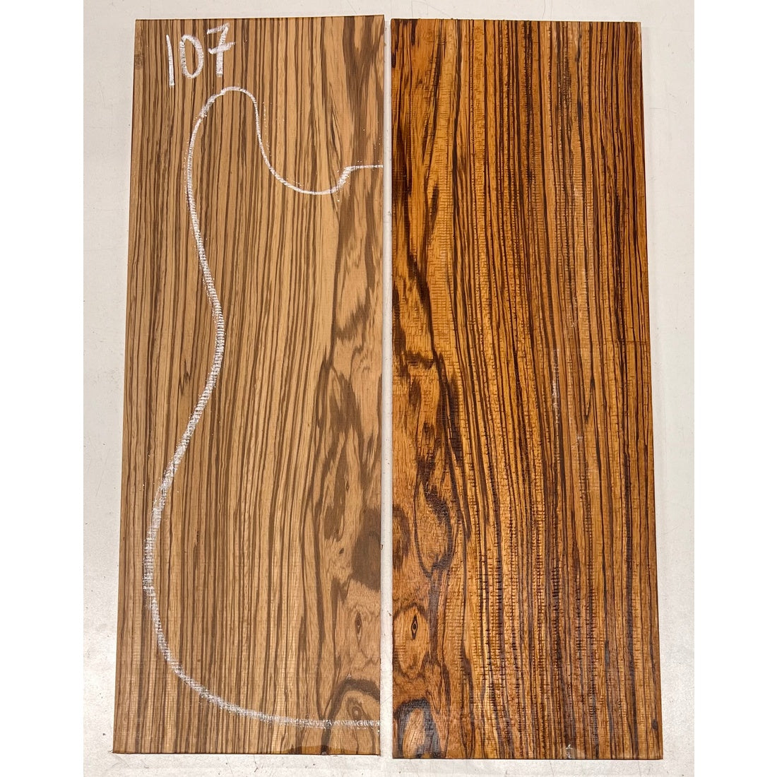 Zebrawood Bookmatched Guitar Drop Tops 21" x 7-1/4" x 1/4" #107 - Exotic Wood Zone - Buy online Across USA 