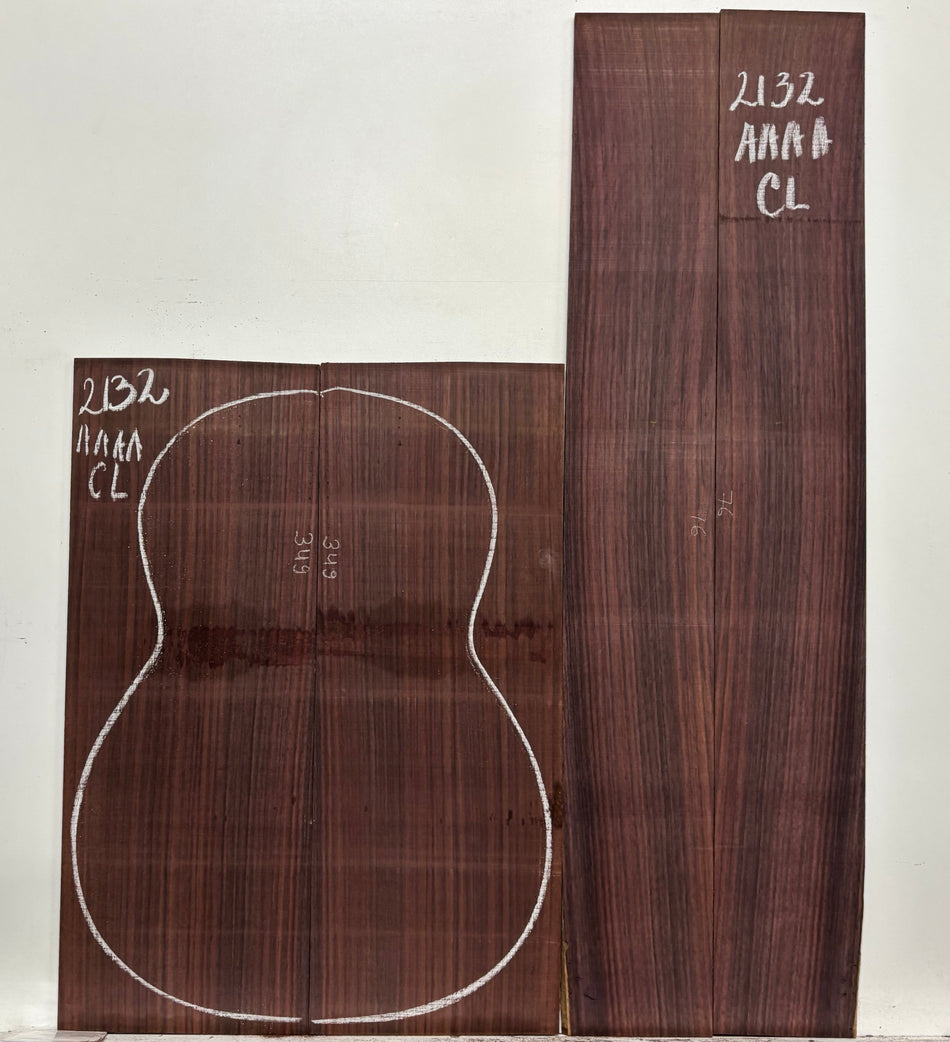 East Indian Rosewood Classical AAAA Grade Guitar Back & Side Set #2132 - Exotic Wood Zone