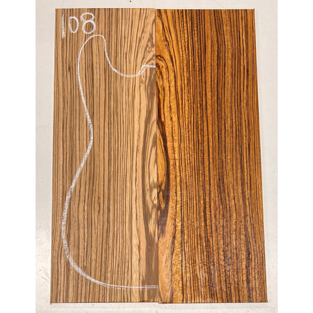 Zebrawood Bookmatched Guitar Drop Tops 21" x 7-1/4" x 1/4" #108 - Exotic Wood Zone - Buy online Across USA 