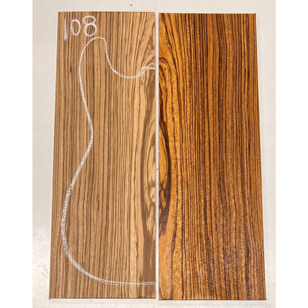 Zebrawood Bookmatched Guitar Drop Tops 21" x 7-1/4" x 1/4" #108 - Exotic Wood Zone - Buy online Across USA 