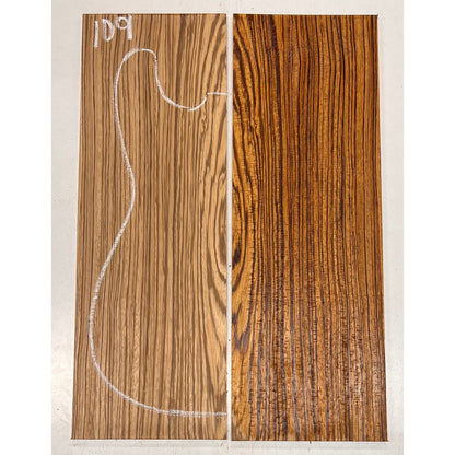 Zebrawood Bookmatched Guitar Drop Tops 21&quot; x 7-1/4&quot; x 1/4&quot; 