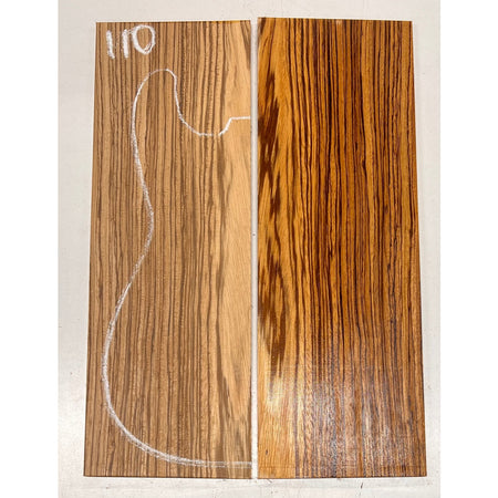 Zebrawood Bookmatched Guitar Drop Tops 21" x 7-1/4" x 1/4" #110 - Exotic Wood Zone - Buy online Across USA 