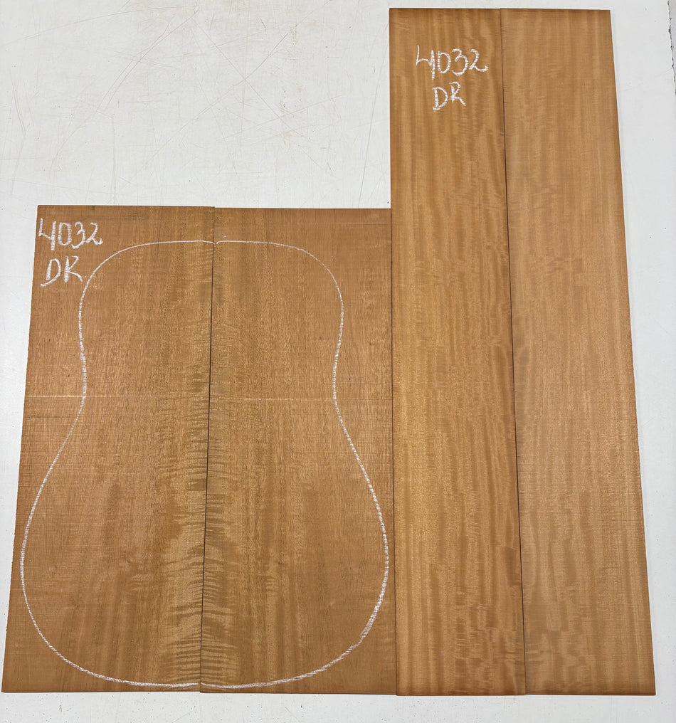 Flame Genuine Mahogany Dreadnought Guitar Back & Side Set #4032