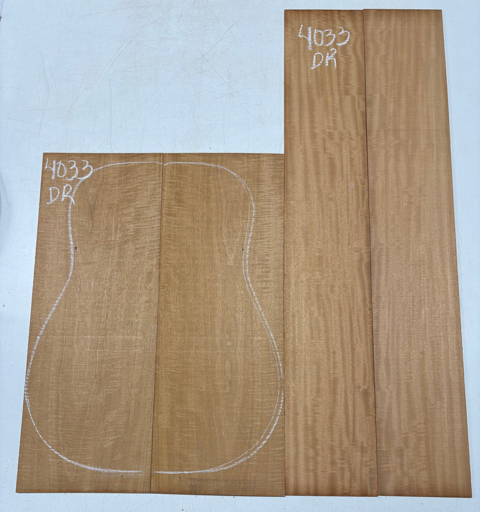 Flame Genuine Mahogany Dreadnought Guitar Back & Side Set #4033