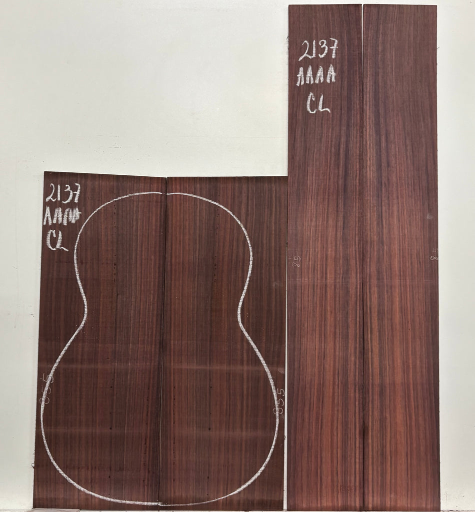 East Indian Rosewood Classical AAAA Grade Guitar Back & Side Set #2137 - Exotic Wood Zone