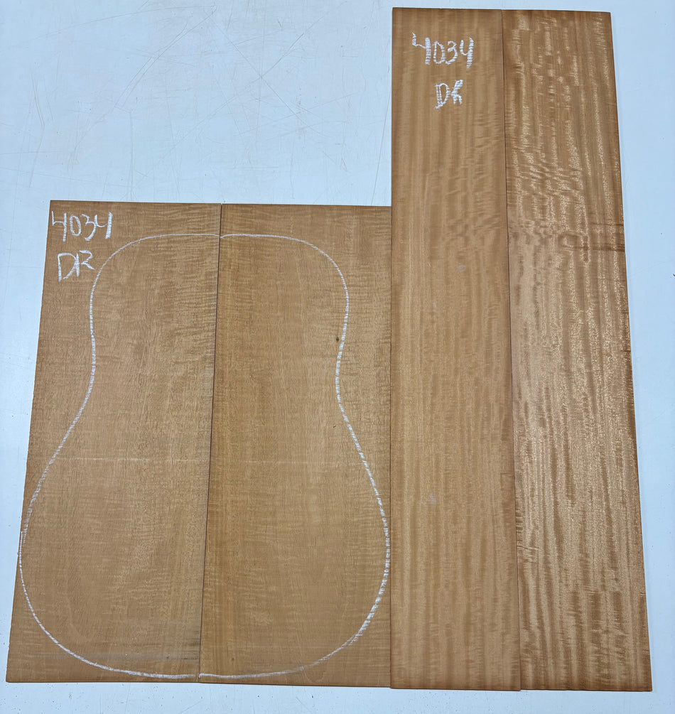 Flame Genuine Mahogany Dreadnought Guitar Back & Side Set #4034