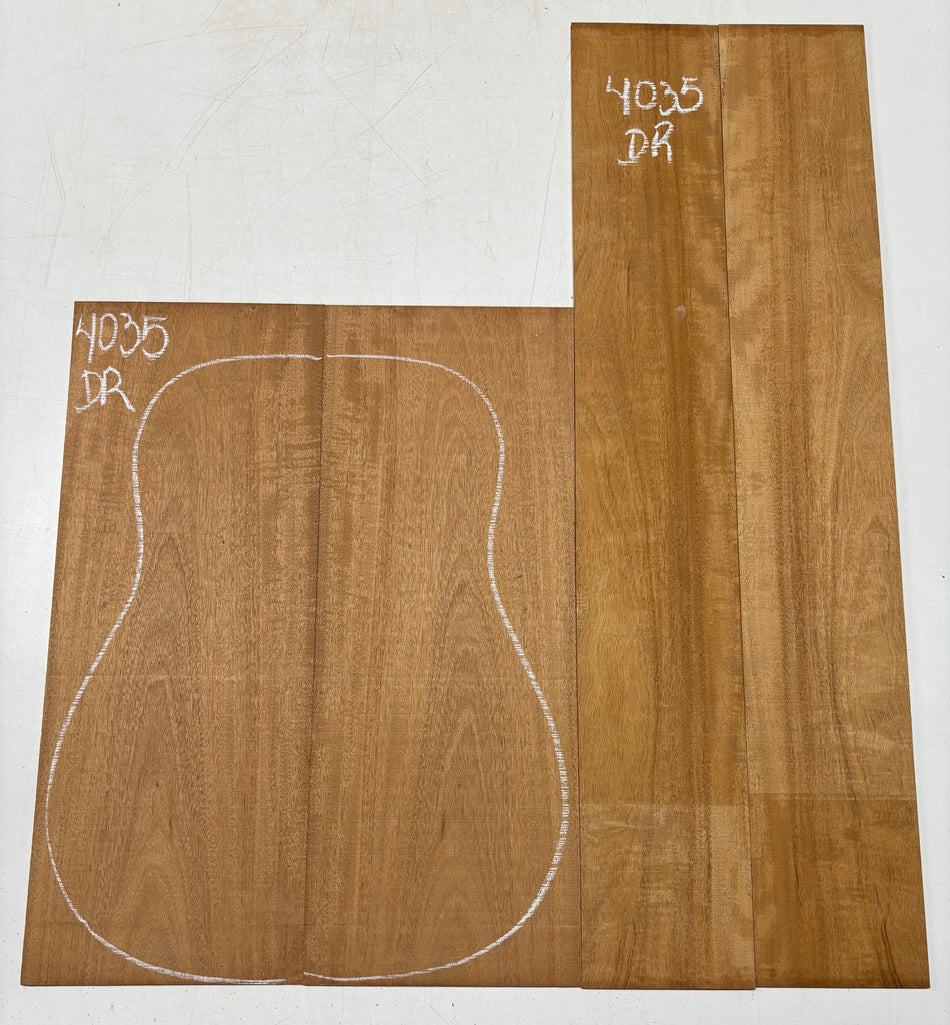 Flame Genuine Mahogany Dreadnought Guitar Back & Side Set #4035