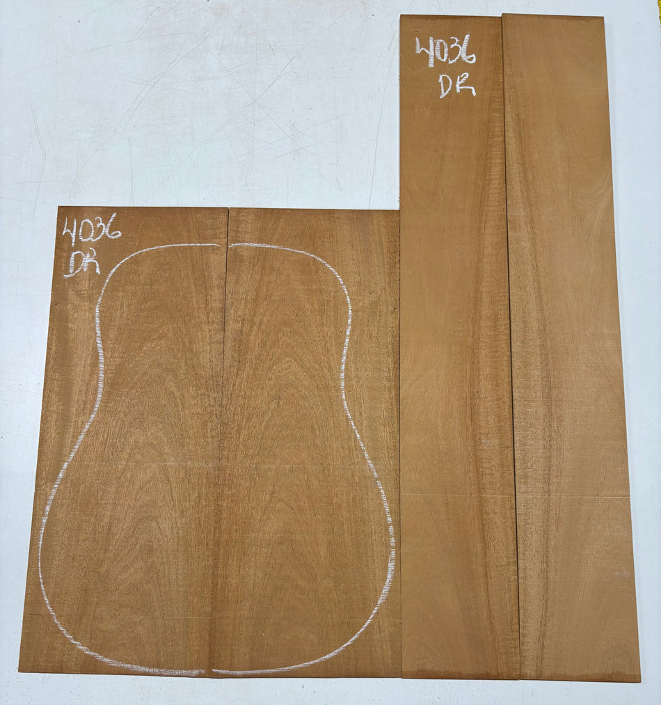 Flame Genuine Mahogany Dreadnought Guitar Back & Side Set #4036