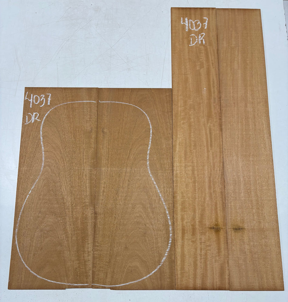 Flame Genuine Mahogany Dreadnought Guitar Back & Side Set #4037