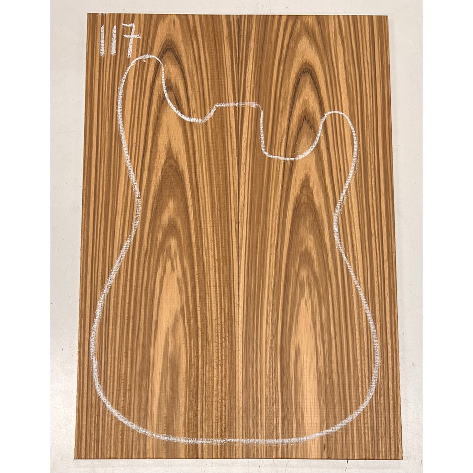 Zebrawood Bookmatched Guitar Drop Tops 21" x 7-1/4" x 1/4" #117 - Exotic Wood Zone - Buy online Across USA 