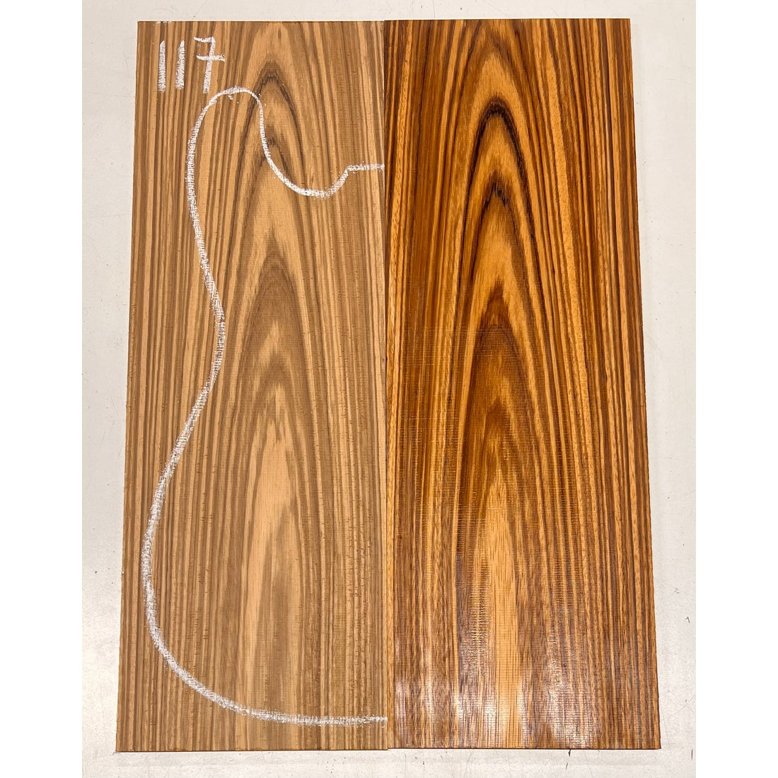 Zebrawood Bookmatched Guitar Drop Tops 21" x 7-1/4" x 1/4" #117 - Exotic Wood Zone - Buy online Across USA 