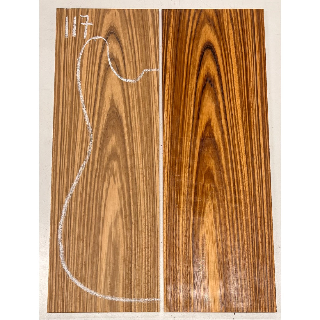 Zebrawood Bookmatched Guitar Drop Tops 21" x 7-1/4" x 1/4" #117 - Exotic Wood Zone - Buy online Across USA 