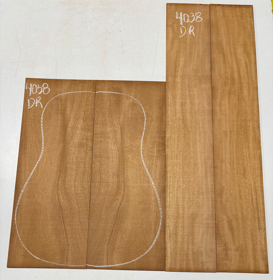 Flame Genuine Mahogany Dreadnought Guitar Back & Side Set #4038