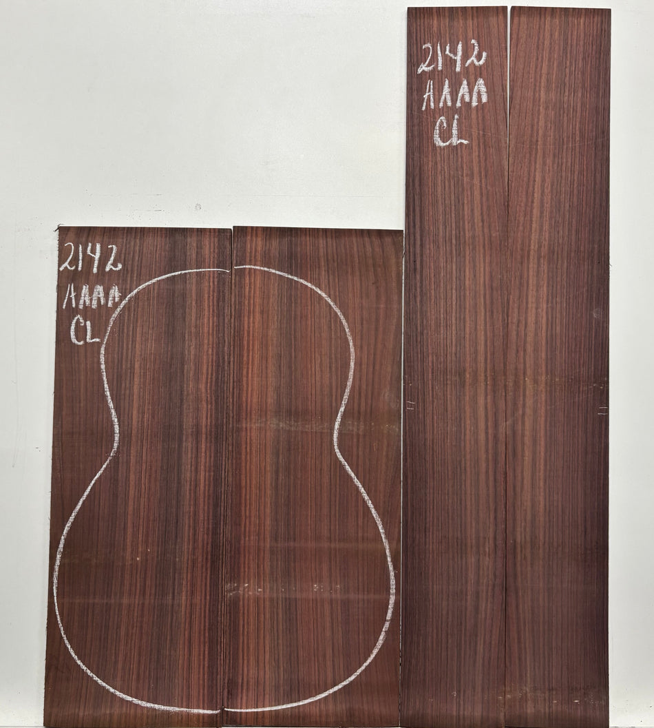 East Indian Rosewood Classical AAAA Grade Guitar Back & Side Set #2142 - Exotic Wood Zone