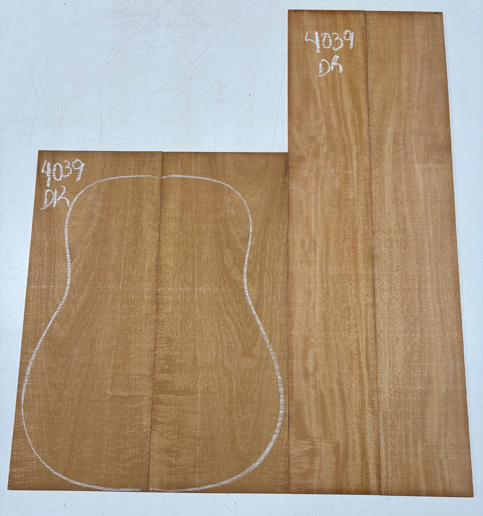 Flame Genuine Mahogany Dreadnought Guitar Back & Side Set #4039