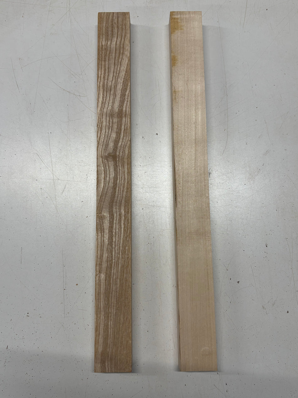 2 Pack, 2 Species Swamp Ash + Hard Maple Thin Stock Lumber 21"x2"x1" #7898 - Exotic Wood Zone