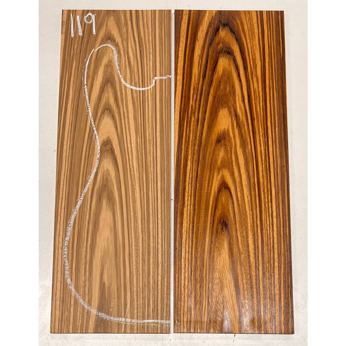 Zebrawood Bookmatched Guitar Drop Tops 21" x 7-1/4" x 1/4" #119 - Exotic Wood Zone - Buy online Across USA 