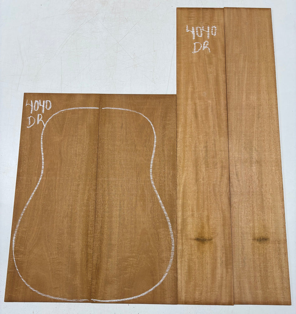 Flame Genuine Mahogany Dreadnought Guitar Back & Side Set #4040
