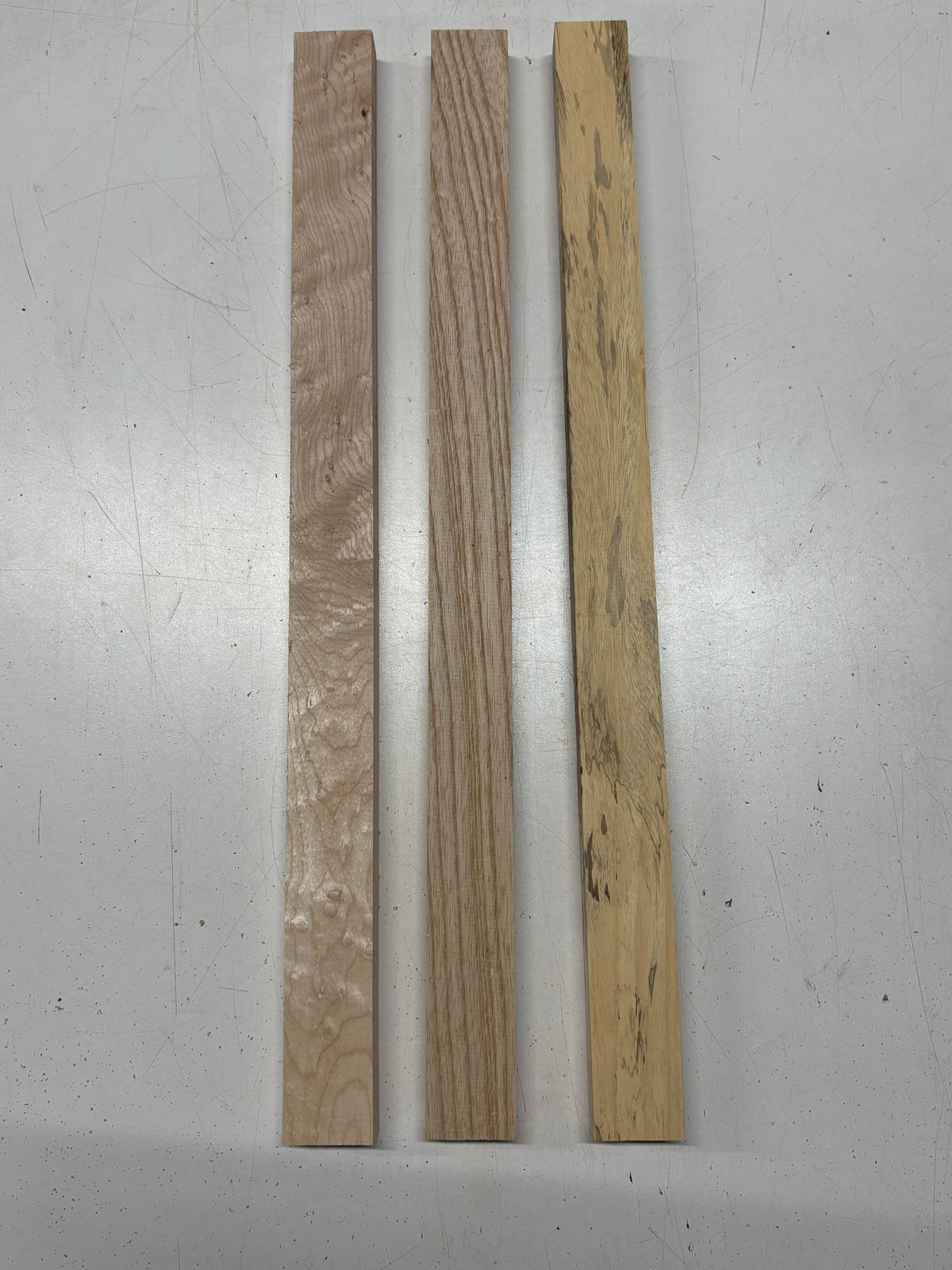 3 Pack, 3 Species Swamp Ash + Tamarind + Birdseye Maple Thin Stock Lumber 21"x1-1/2"x3/4" #7900 - Exotic Wood Zone