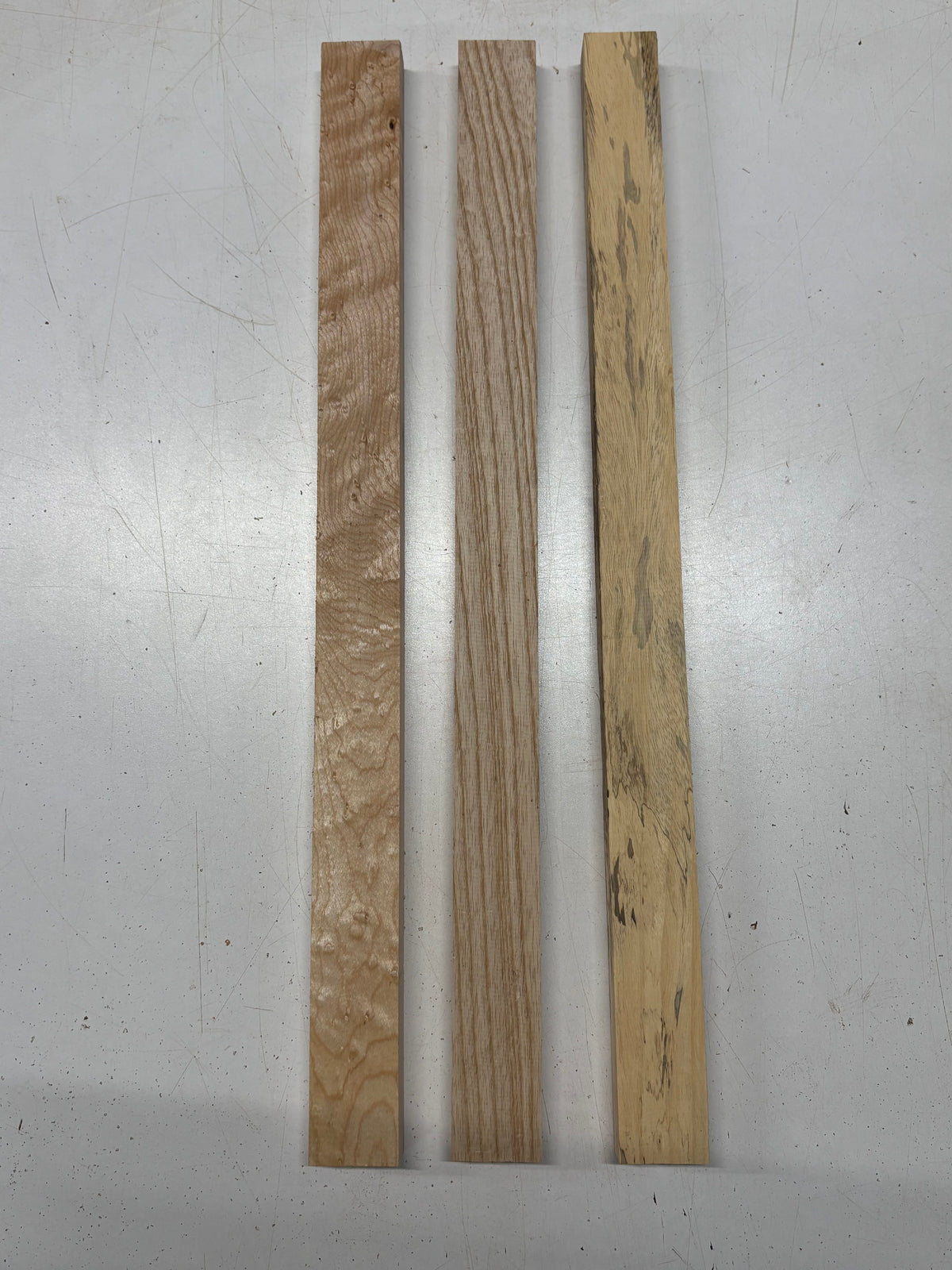 3 Pack, 3 Species Swamp Ash + Tamarind + Birdseye Maple Thin Stock Lumber 21"x1-1/2"x3/4" #7900 - Exotic Wood Zone