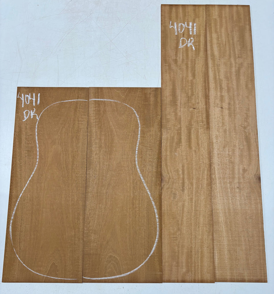 Flame Genuine Mahogany Dreadnought Guitar Back & Side Set #4041