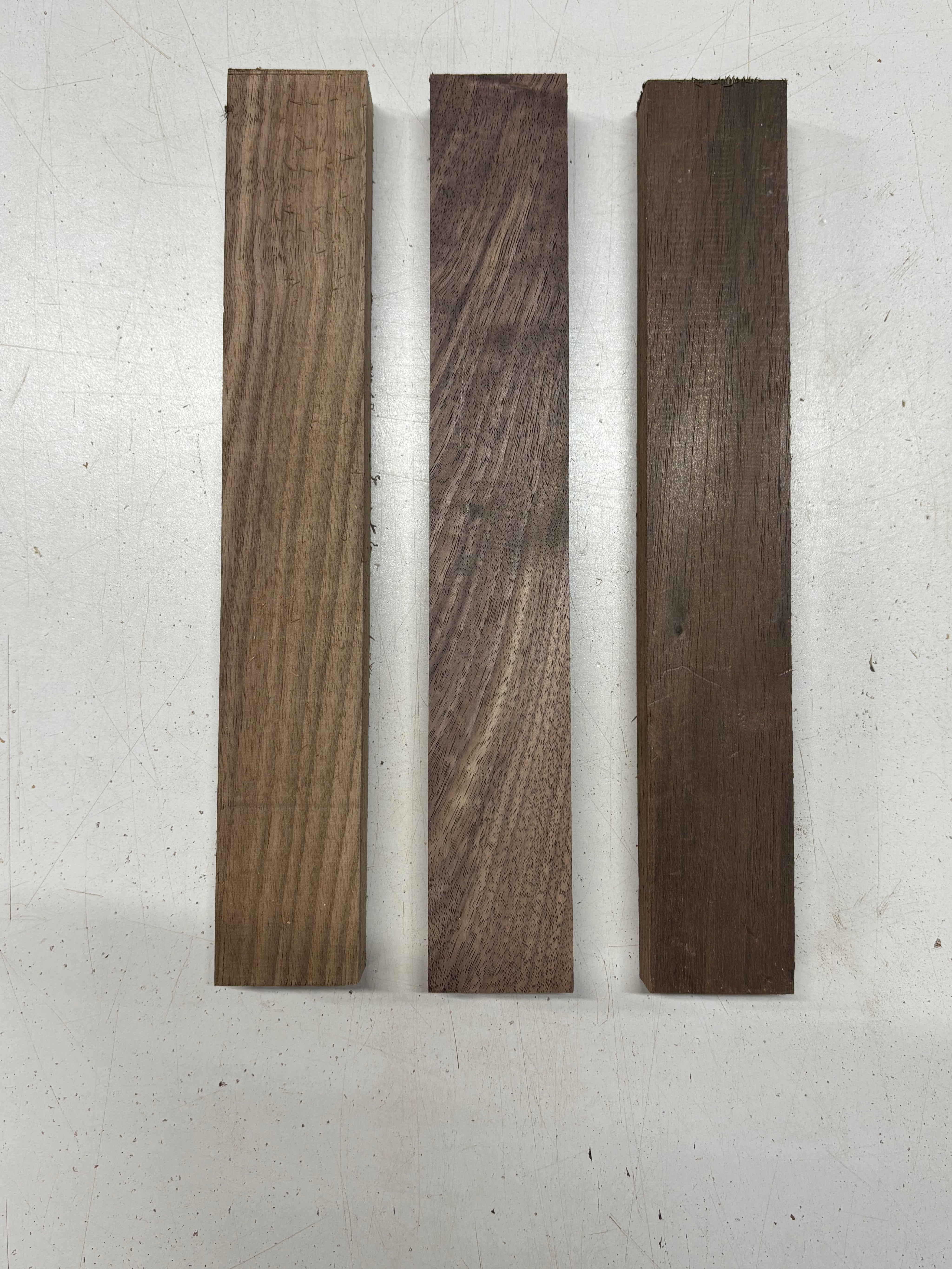 3 Pack, Black Walnut Thin Stock Lumber 12" x 1-7/8" x 1" #7902 - Exotic Wood Zone