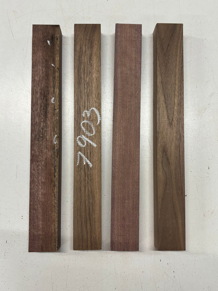 4 Pack, 2 Species, Black Walnut + Purpleheart Thin Stock Lumber 16" x 2" x 1-1/2" #7903 - Exotic Wood Zone