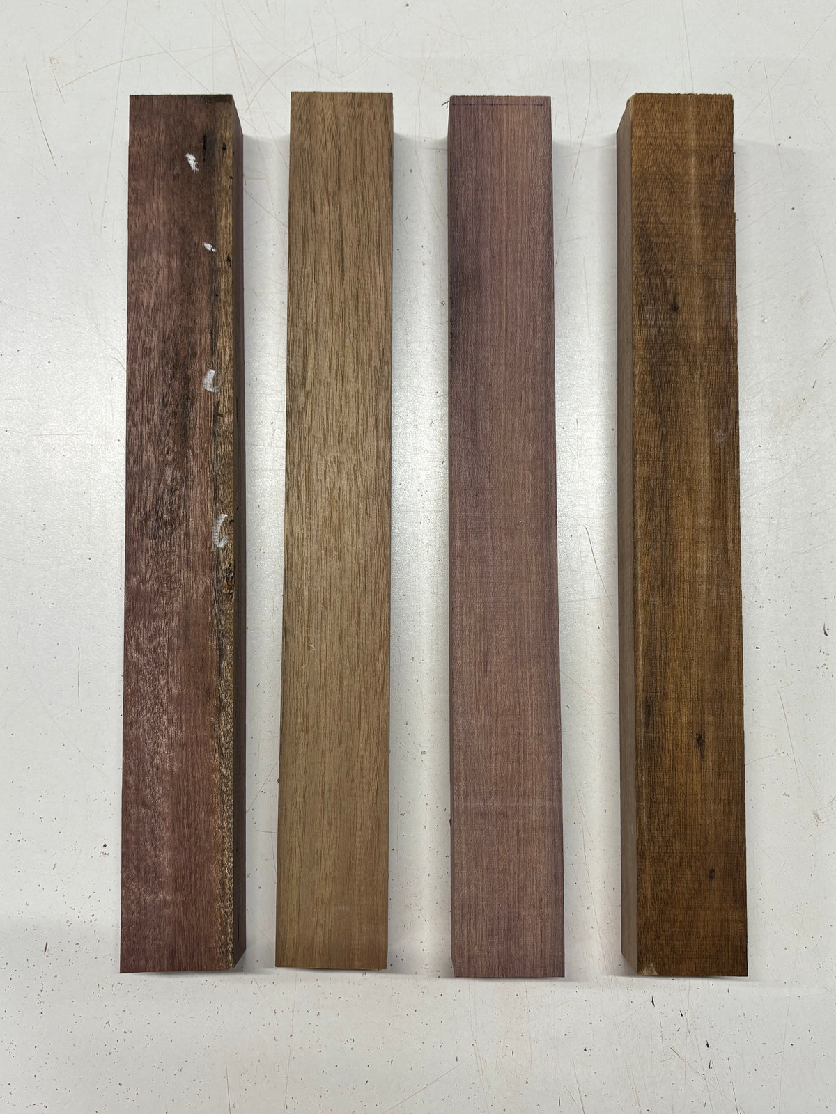 4 Pack, 2 Species, Black Walnut + Purpleheart Thin Stock Lumber 16" x 2" x 1-1/2" #7903 - Exotic Wood Zone