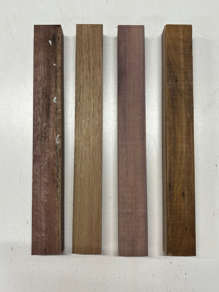 4 Pack, 2 Species, Black Walnut + Purpleheart Thin Stock Lumber 16" x 2" x 1-1/2" #7903 - Exotic Wood Zone