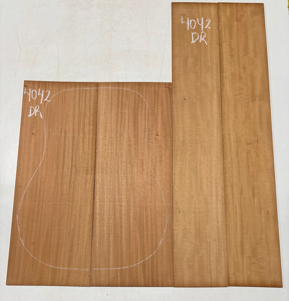 Flame Genuine Mahogany Dreadnought Guitar Back & Side Set #4042