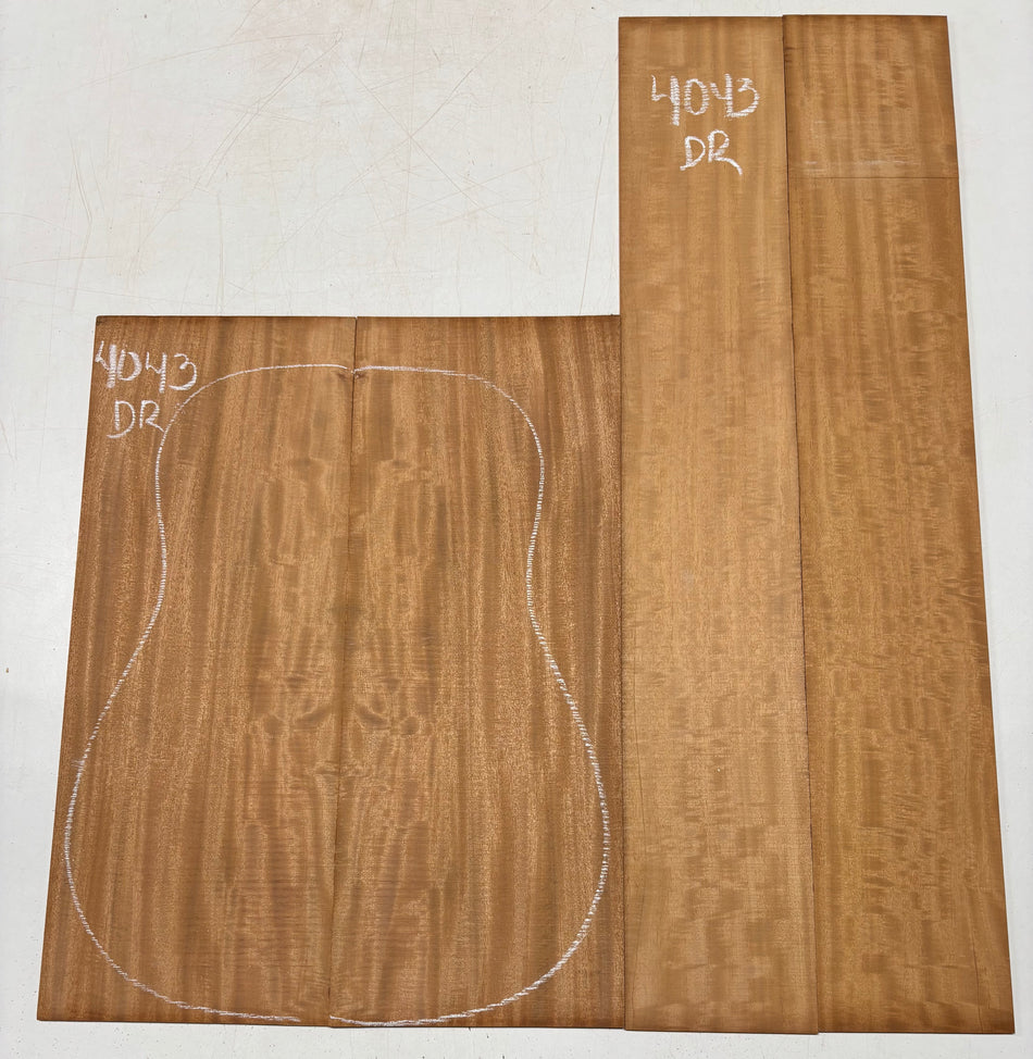 Flame Genuine Mahogany Dreadnought Guitar Back & Side Set #4043