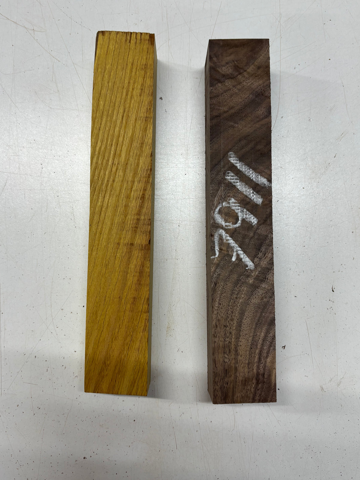 2 Pack, 2 Species, Osage Orange + Figured Black Walnut Turning Wood Blanks 12" x 2" x 1-7/8" #7911 - Exotic Wood Zone