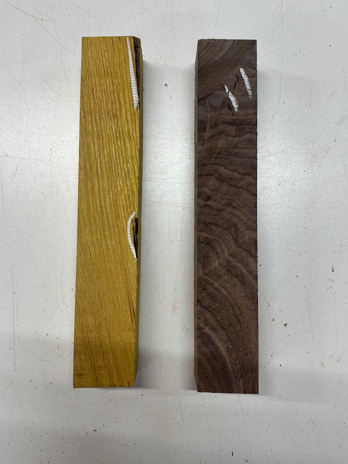 2 Pack, 2 Species, Osage Orange + Figured Black Walnut Turning Wood Blanks 12" x 2" x 1-7/8" #7911 - Exotic Wood Zone