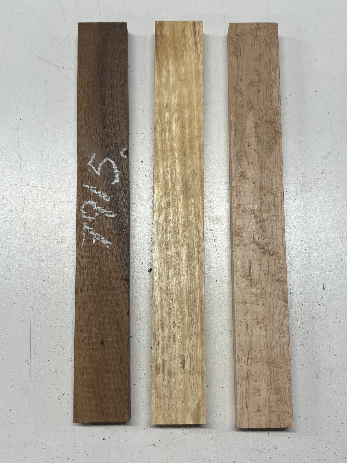 3 Pack 3 Species Walnut + Tamarind + Birdseye Maple Thin Stock Lumber 16-1/2" x 2" x 7/8" #7915 - Exotic Wood Zone