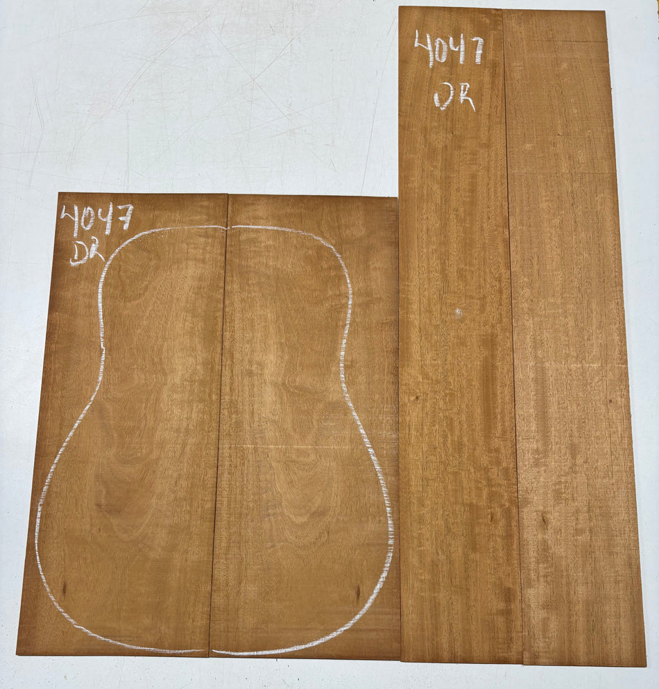 Flame Genuine Mahogany Dreadnought Guitar Back & Side Set #4047